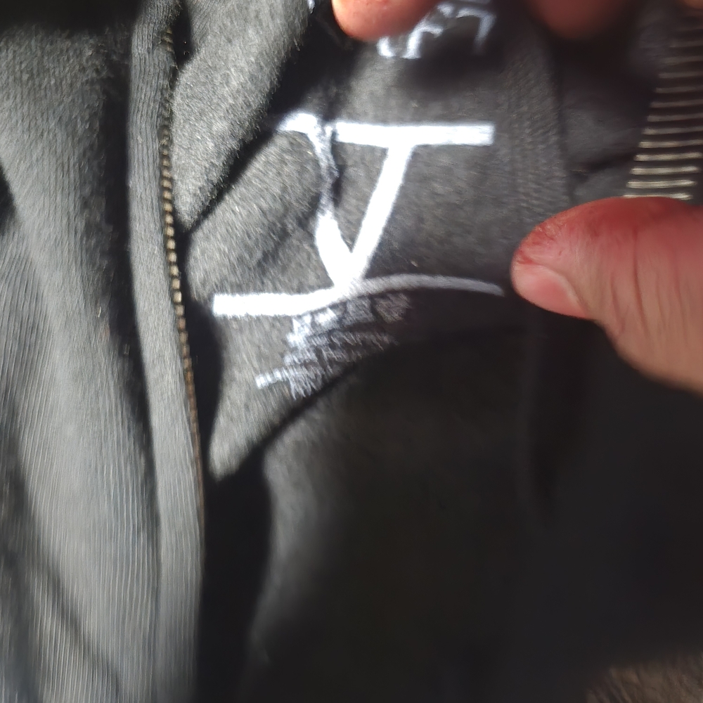 Black Zip-Up Hoodie with White Logo - Picture 2 of 2